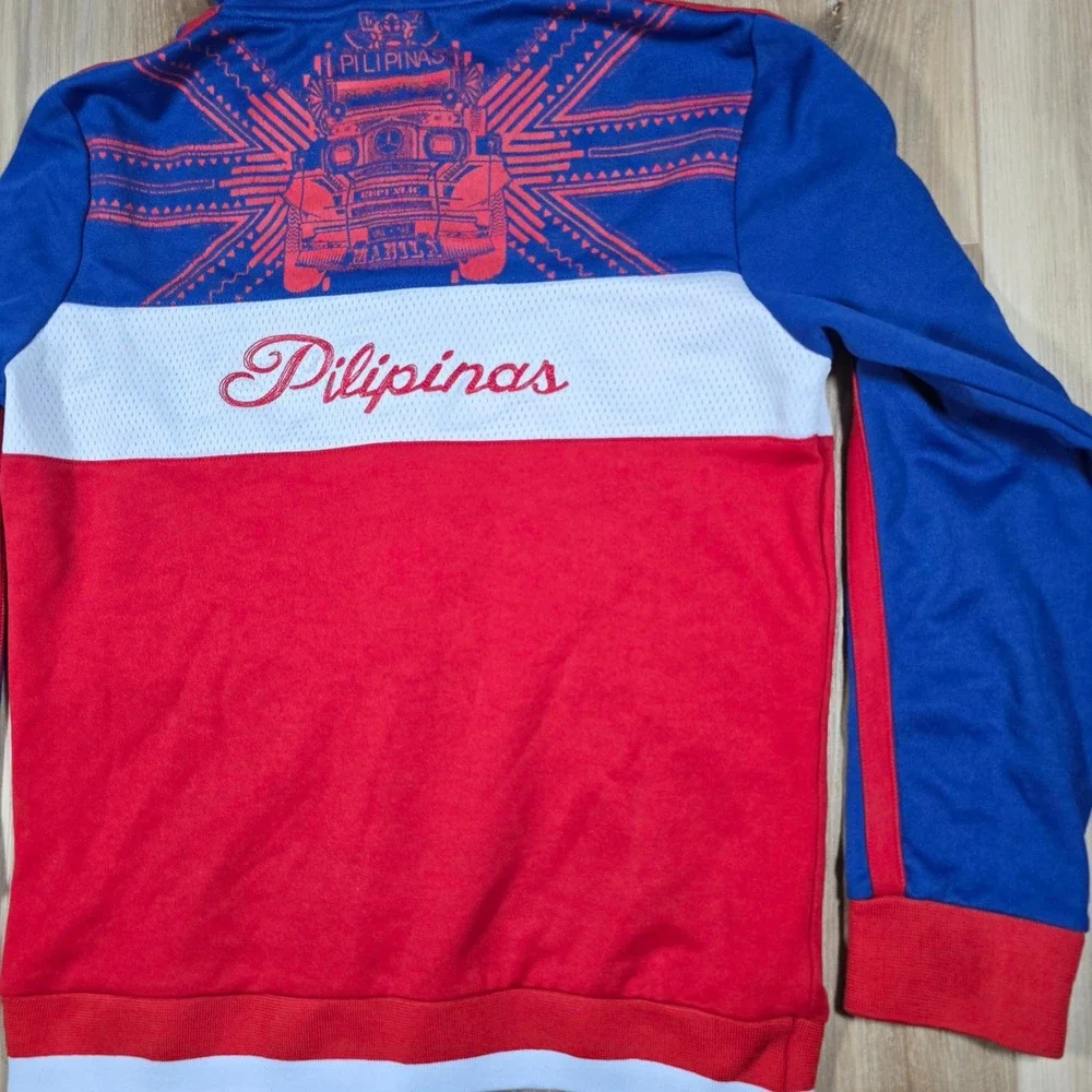Vintage Philippines Pride Pilipinas Color Block 3 Panel Mesh Full Zip Hoodie S/M